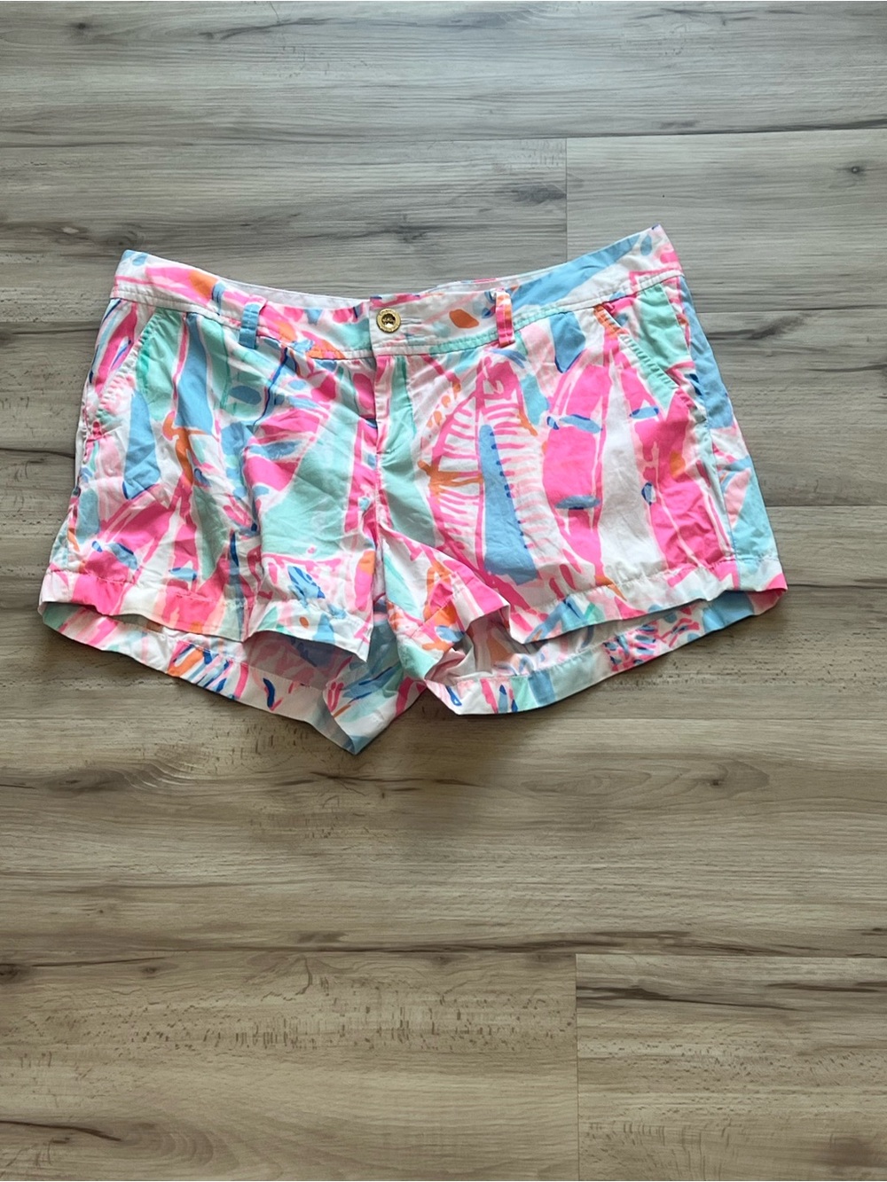 Callahan Palm-Print Cotton Shorts in Pink, Aqua & White